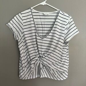 Sezane Striped Tie-Front Tee